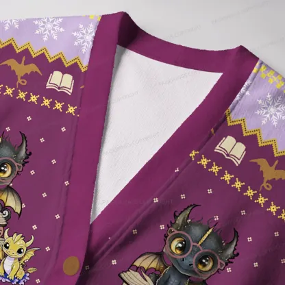 Pagewings Read Books Be Kind Love Dragons Unisex Ugly Cardigan Sweaters