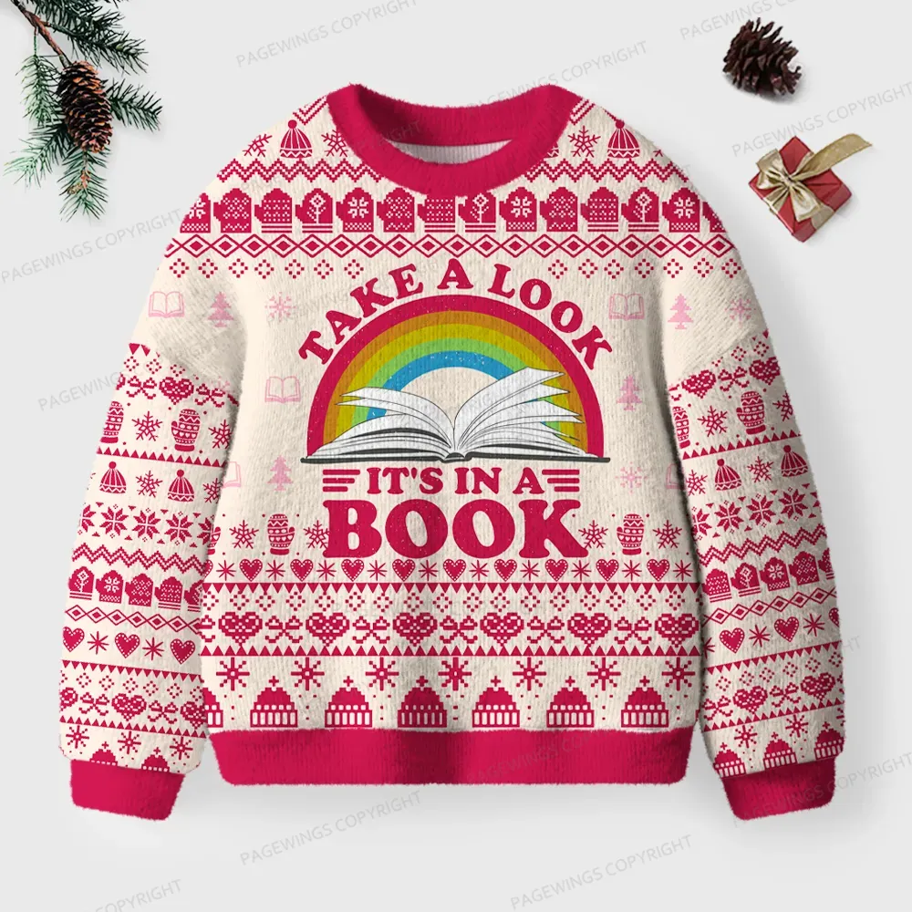Pagewings Take A Look It's In A Book Unisex Ugly Knit Sweatshirt