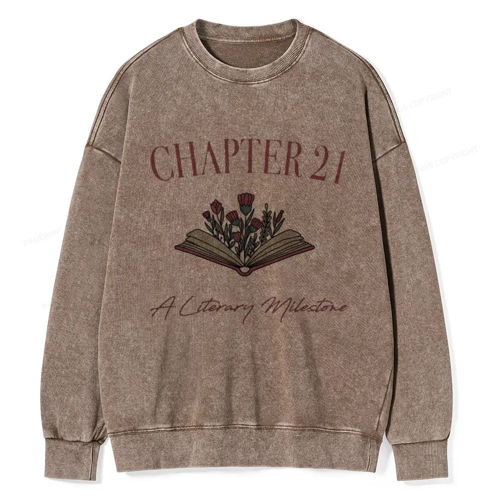 Pagewings Personalized Birthday Gift For Book Lover Unisex Washed Sweatshirt