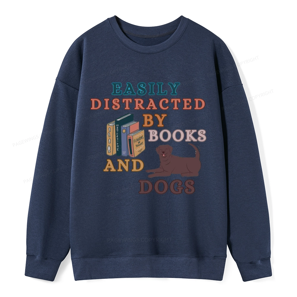 Pagewings Easily Distracted By Books And Labrador Unisex Classic Sweatshirt