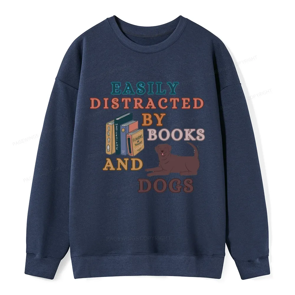 Pagewings Easily Distracted By Books And Labrador Unisex Classic Sweatshirt