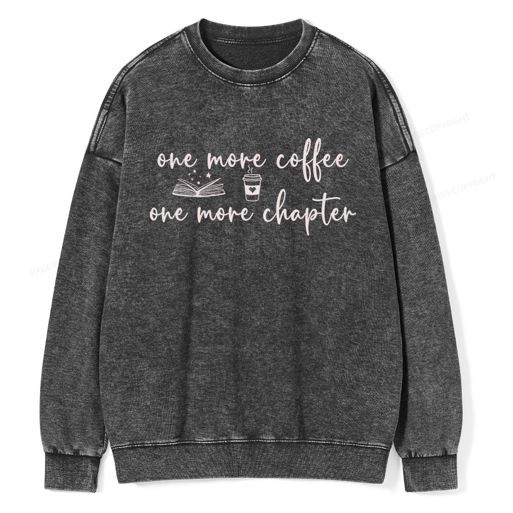 Pagewing Just One More Coffee and Books Unisex Washed Sweatshirt