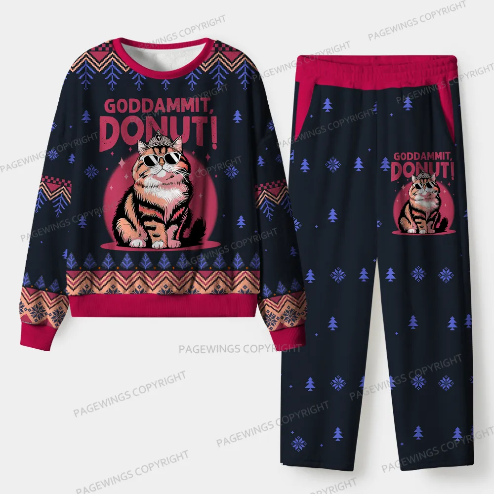 Pagewings Goddammit Donut Unisex Flannel Pajama Set
