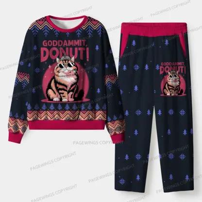 Pagewings Goddammit Donut Unisex Flannel Pajama Set