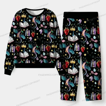 Pagewings Fantasy Reading  Unisex Flannel Pajama Set