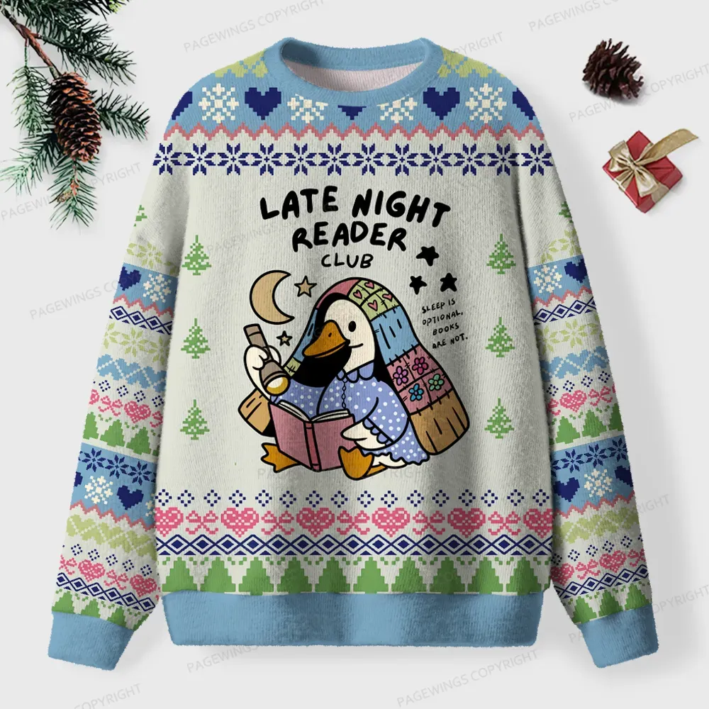 Pagewings Late Night Reader Club Unisex Ugly Knit Sweatshirt