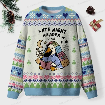 Pagewings Late Night Reader Club Unisex Ugly Knit Sweatshirt