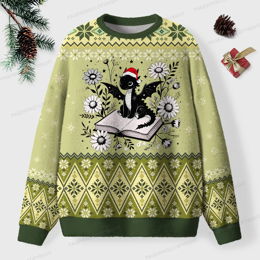 Pagewings  Cat Reading A Book Unisex Ugly Knit Sweatshirt