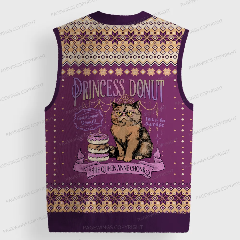 Pagewings The Queen Anne Chonk Unisex V-Neck Ugly Knit Vest