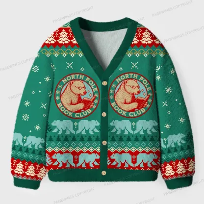 Pagewings North Pole Book Club Unisex Ugly Cardigan Sweaters