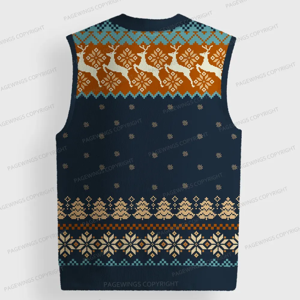 Pagewings There Is No Such Thing As Too Many Books Unisex V-Neck Ugly Knit Vest