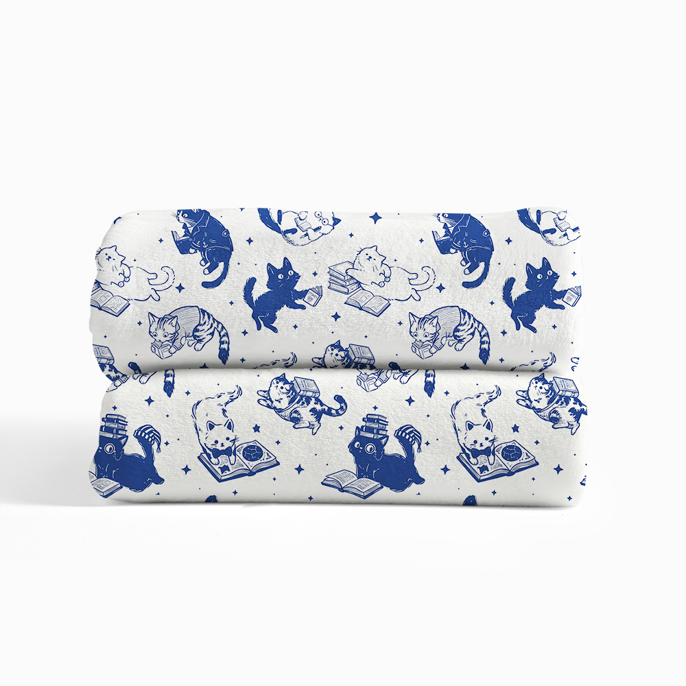 [Copy]Pagewings Cat Book Lover Flannel Blanket