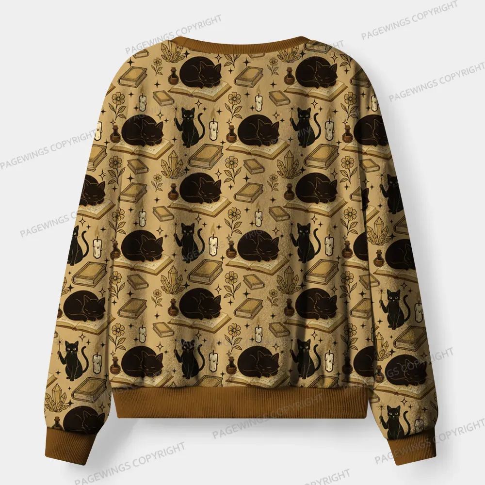 Pagewings Cats And Reading Unisex Flannel Pajama Set