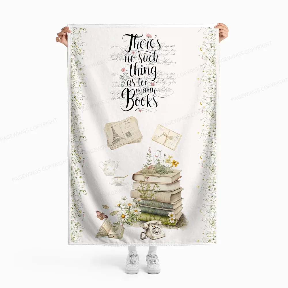 Pagewings There's No Such Thing As Too Many Books Flannel Blanket