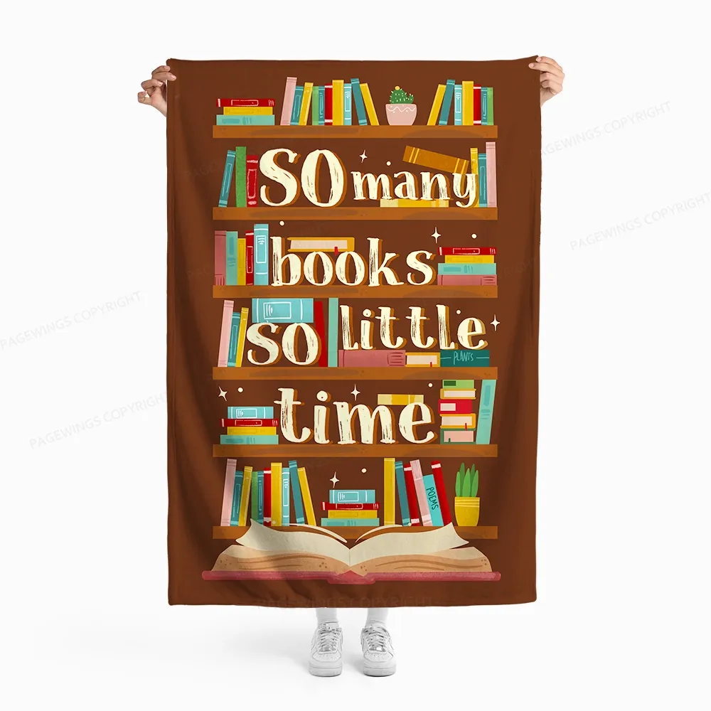 Pagewings So Many Books So Little Time Flannel Blanket
