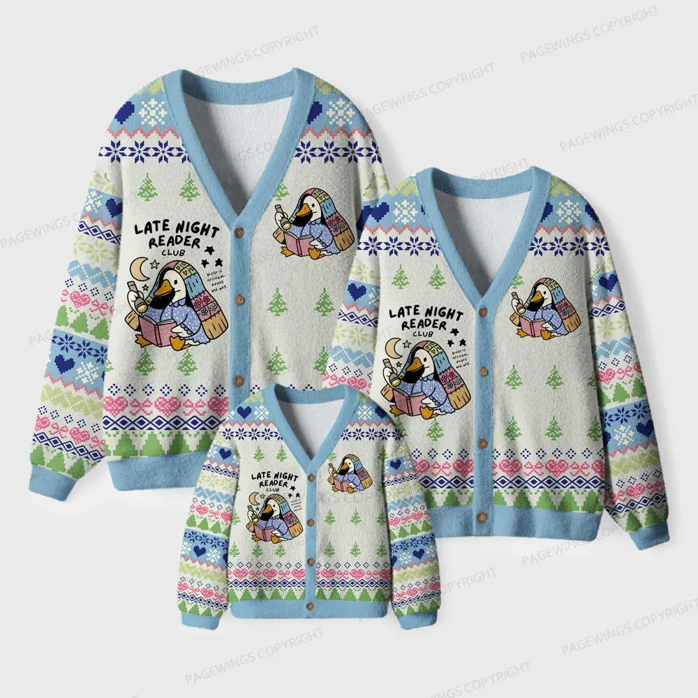 Pagewings Late Night Reader Club Unisex Ugly Cardigan Sweaters