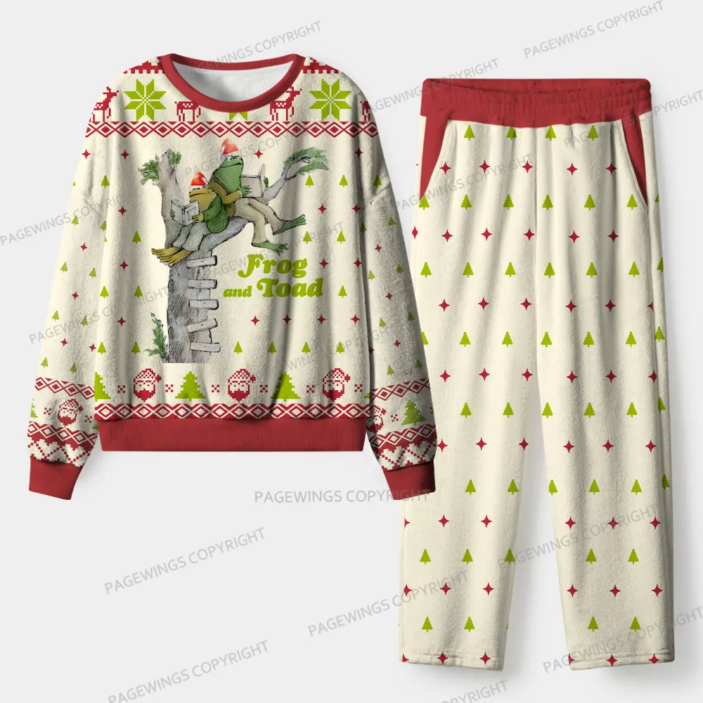 Pagewings Frog And Toad Unisex Flannel Pajama Set