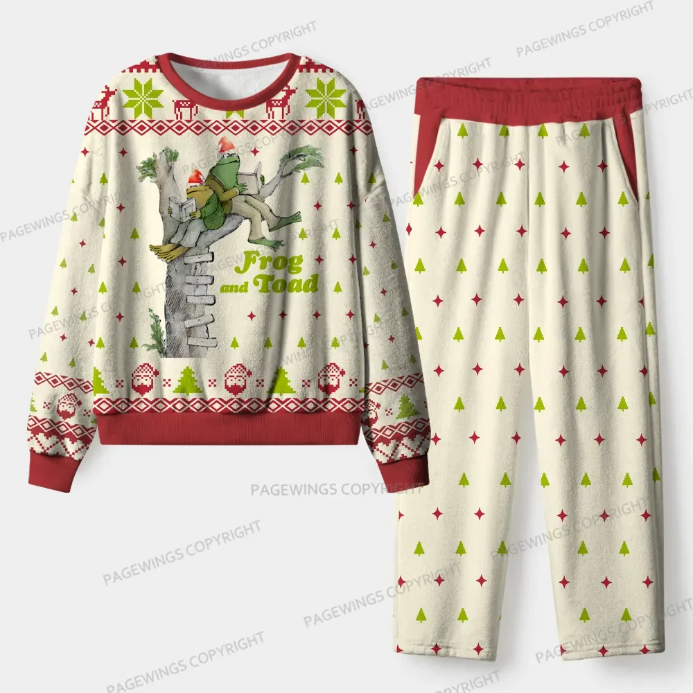 Pagewings Frog And Toad Unisex Flannel Pajama Set