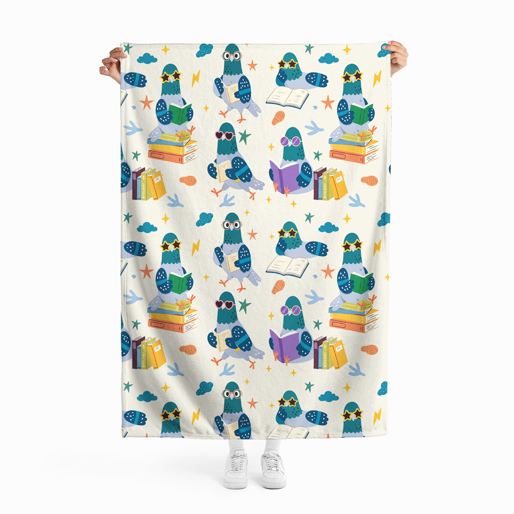 Pagewings Librarian Pigeon Flannel Blanket