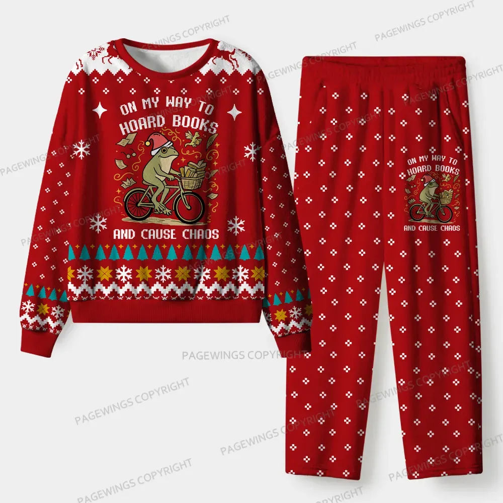 Pagewings Christmas Book Dragon Unisex Flannel Pajama Set