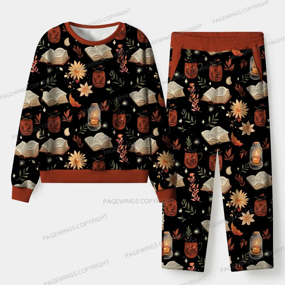 Pagewings Cozy Reading Unisex Flannel Pajama Set