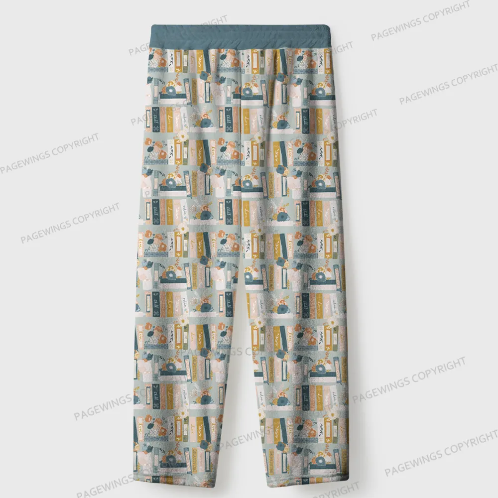 Pagewings Books And Cats Unisex Flannel Pajama Set