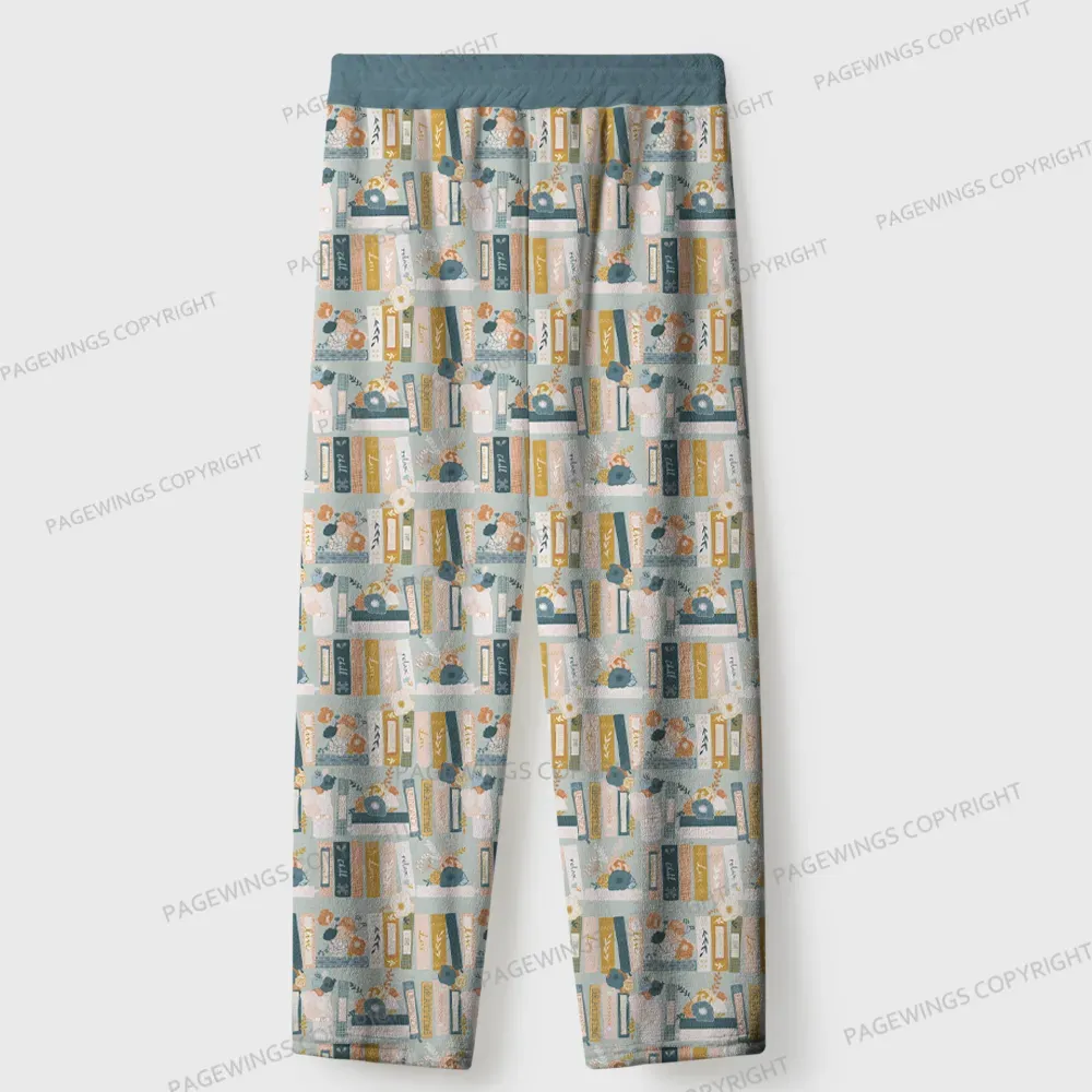 Pagewings Books And Cats Unisex Flannel Pajama Set