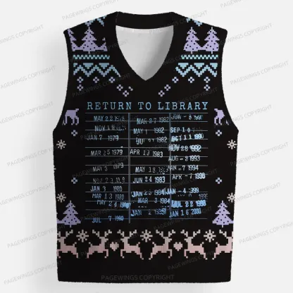 Pagewings Return To Library Unisex V-Neck Ugly Knit Vest