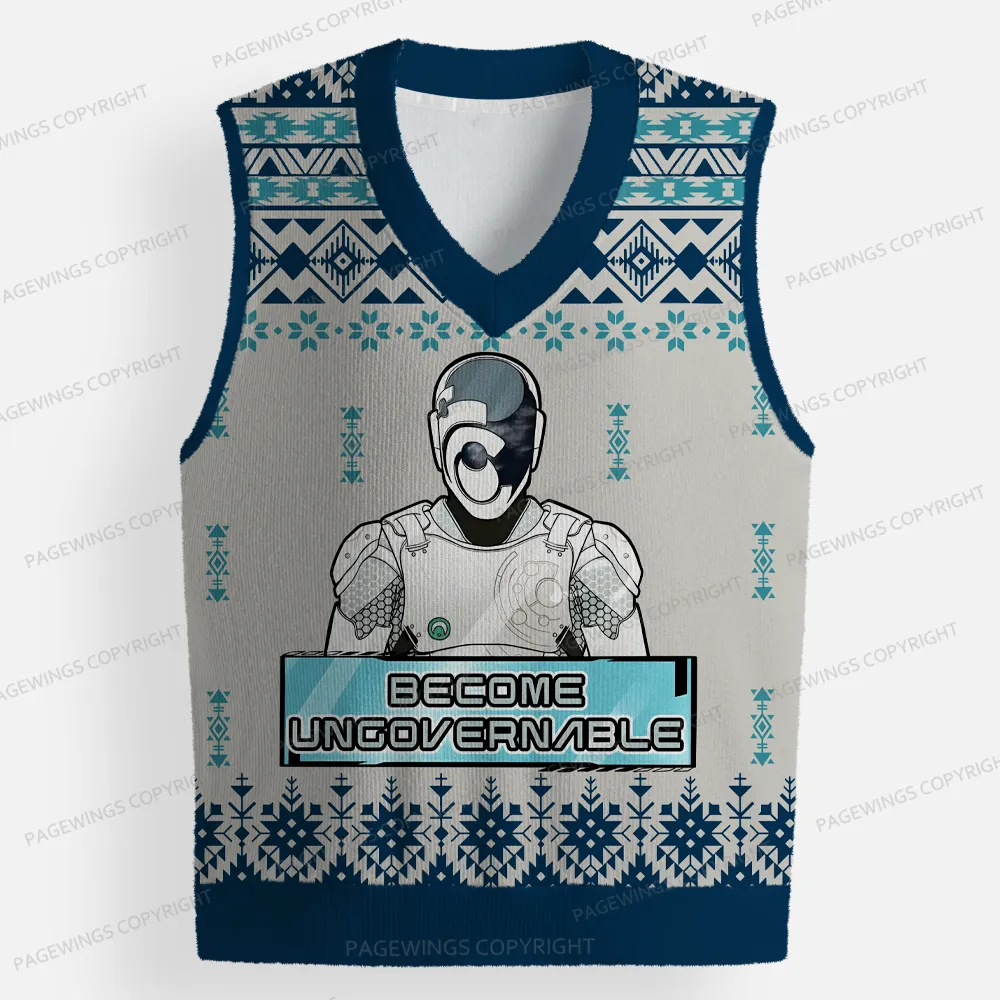 Pagewings Become Ungovernable Unisex V-Neck Ugly Knit Vest
