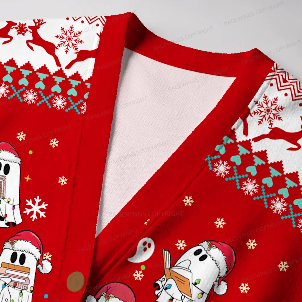 Pagewings Ghost Reader Unisex Ugly Cardigan Sweaters