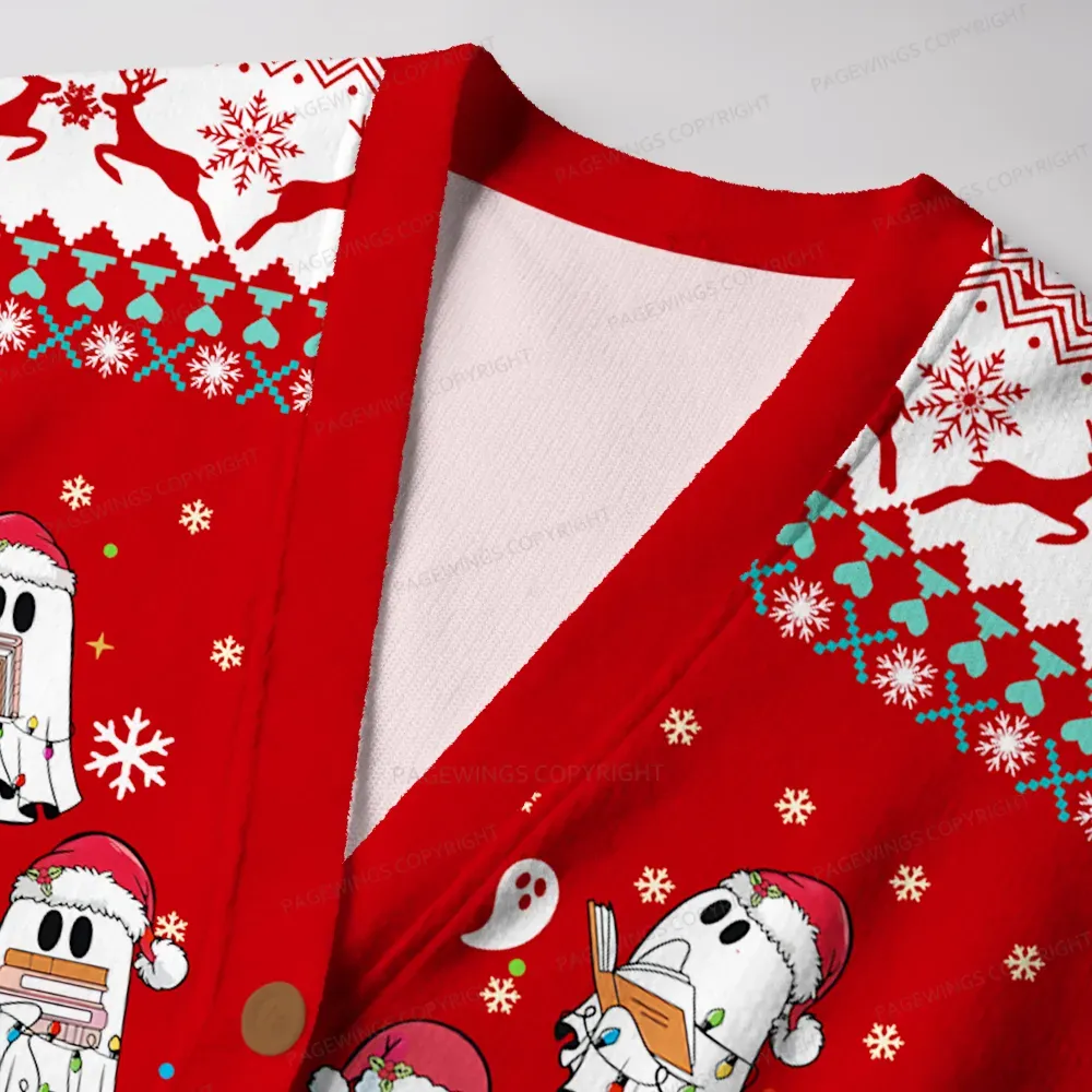 Pagewings Ghost Reader Unisex Ugly Cardigan Sweaters