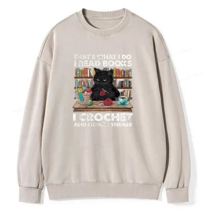 Pagewings I Read Books I Crochet And I Know Things Unisex Washed Sweatshirt