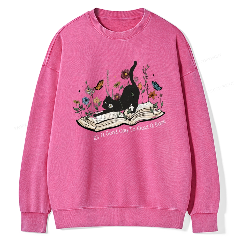Pagewings It’s A Good Day To Read A Boo Unisex Washed Sweatshirt