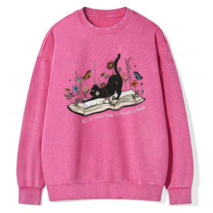 Pagewings It’s A Good Day To Read A Boo Unisex Washed Sweatshirt