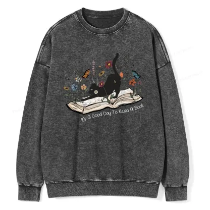 Pagewings It’s A Good Day To Read A Boo Unisex Washed Sweatshirt