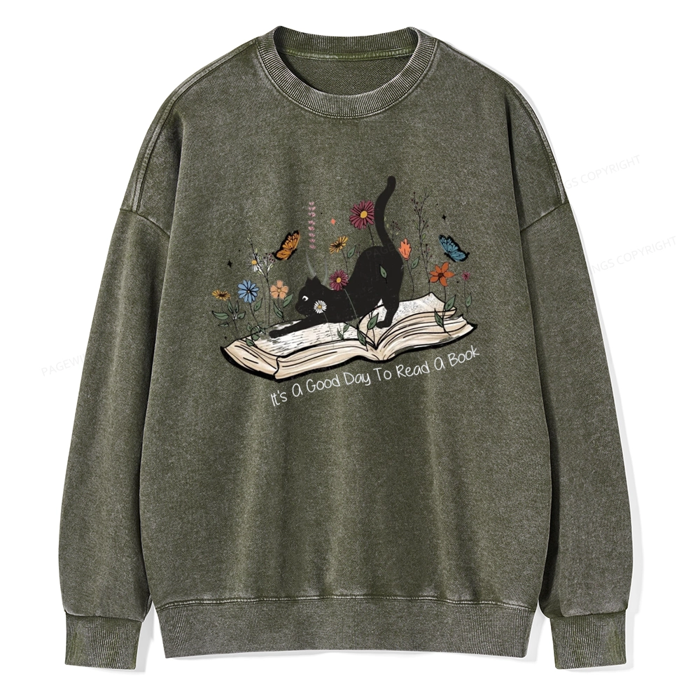 Pagewings It’s A Good Day To Read A Boo Unisex Washed Sweatshirt