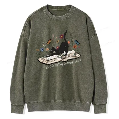 Pagewings It’s A Good Day To Read A Boo Unisex Washed Sweatshirt