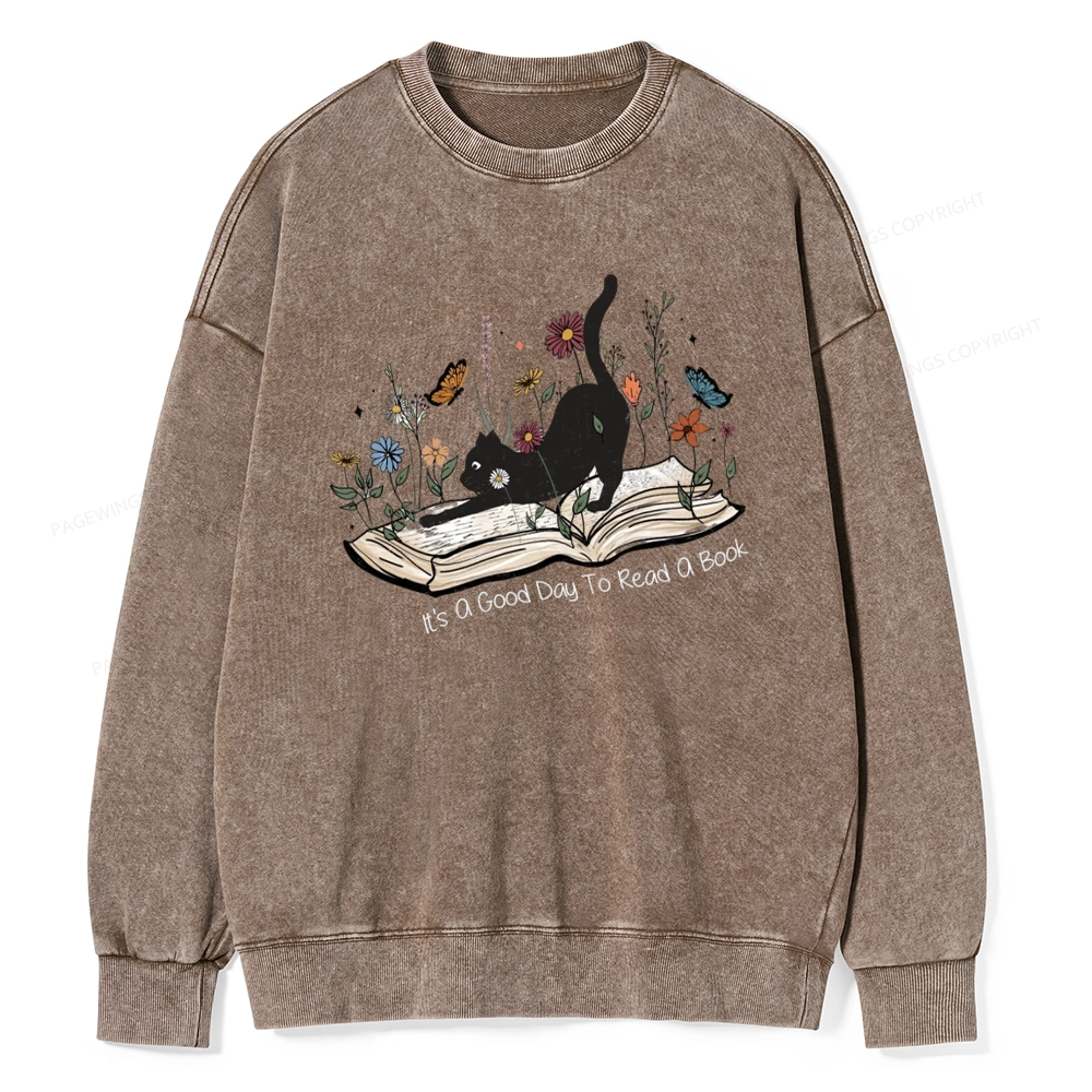 Pagewings It’s A Good Day To Read A Boo Unisex Washed Sweatshirt