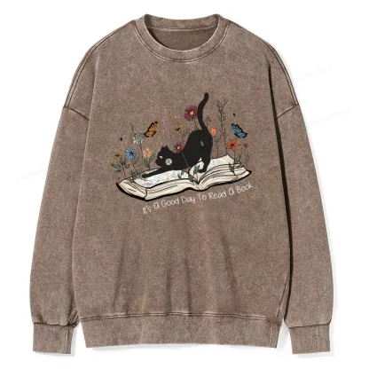 Pagewings It’s A Good Day To Read A Boo Unisex Washed Sweatshirt