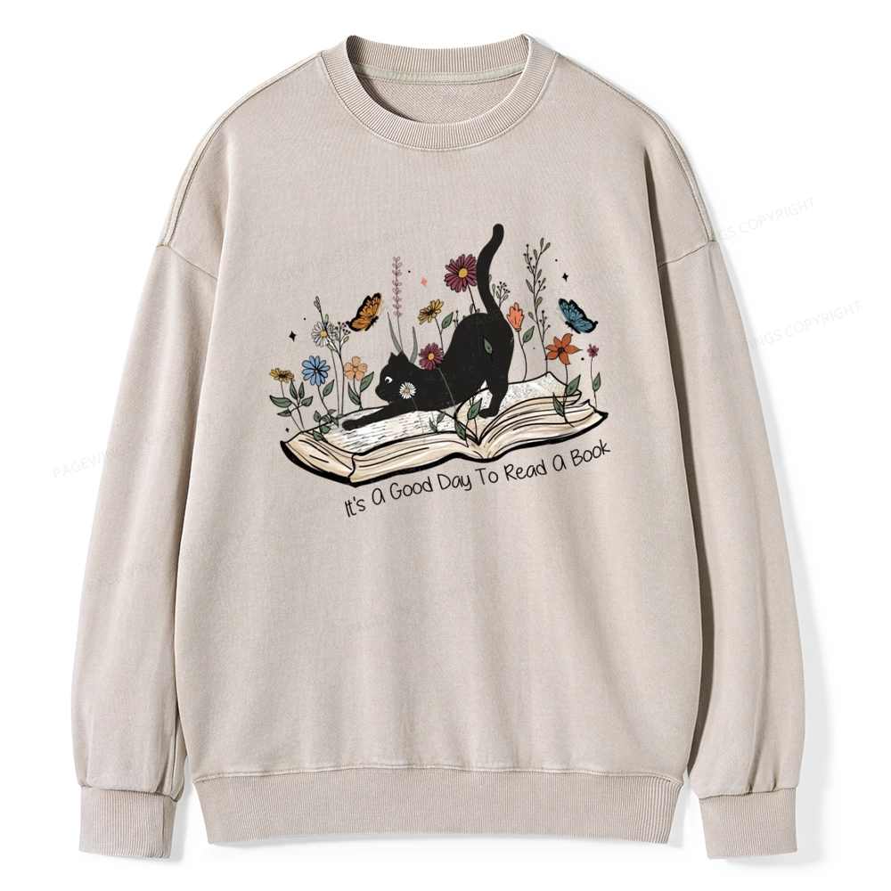 Pagewings It’s A Good Day To Read A Boo Unisex Washed Sweatshirt