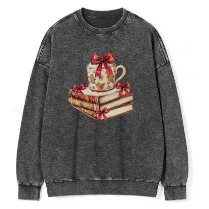 Pagewings Christmas Book Lover Unisex Washed Sweatshirt