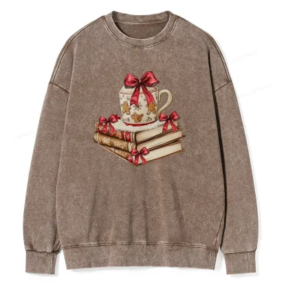 Pagewings Christmas Book Lover Unisex Washed Sweatshirt