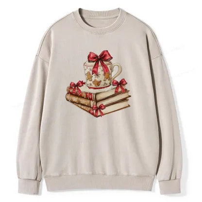 Pagewings Christmas Book Lover Unisex Washed Sweatshirt