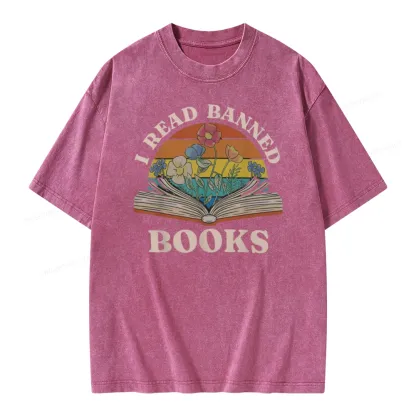 Pagewings I Read Banned Books Unisex Washed T-shirt