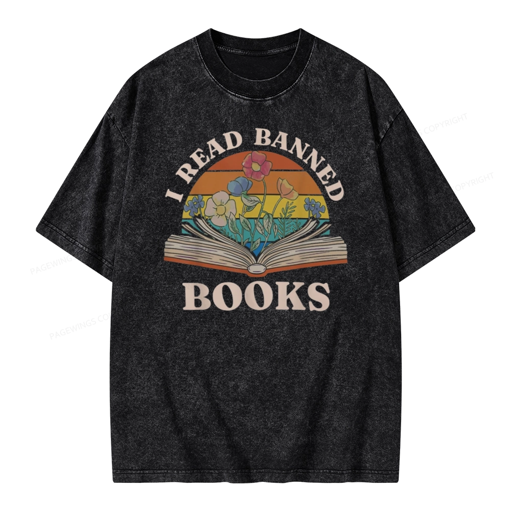 Pagewings I Read Banned Books Unisex Washed T-shirt