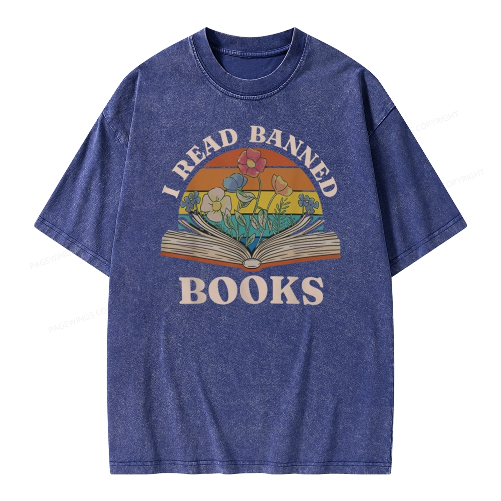 Pagewings I Read Banned Books Unisex Washed T-shirt
