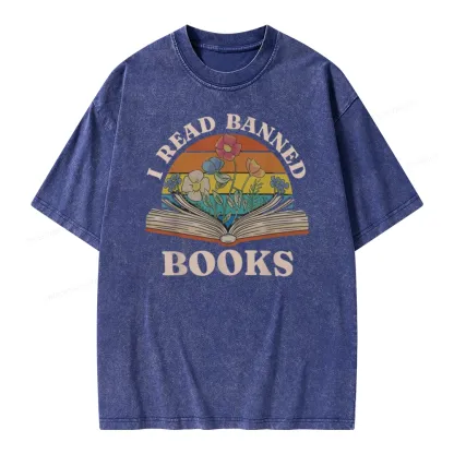 Pagewings I Read Banned Books Unisex Washed T-shirt