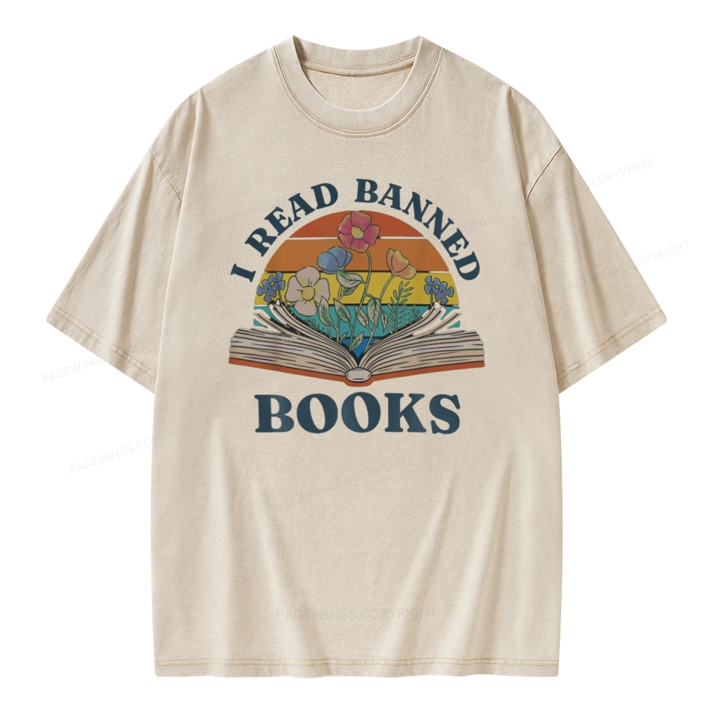 Pagewings I Read Banned Books Unisex Washed T-shirt