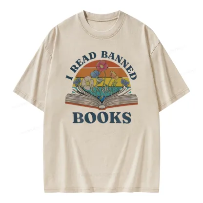 Pagewings I Read Banned Books Unisex Washed T-shirt