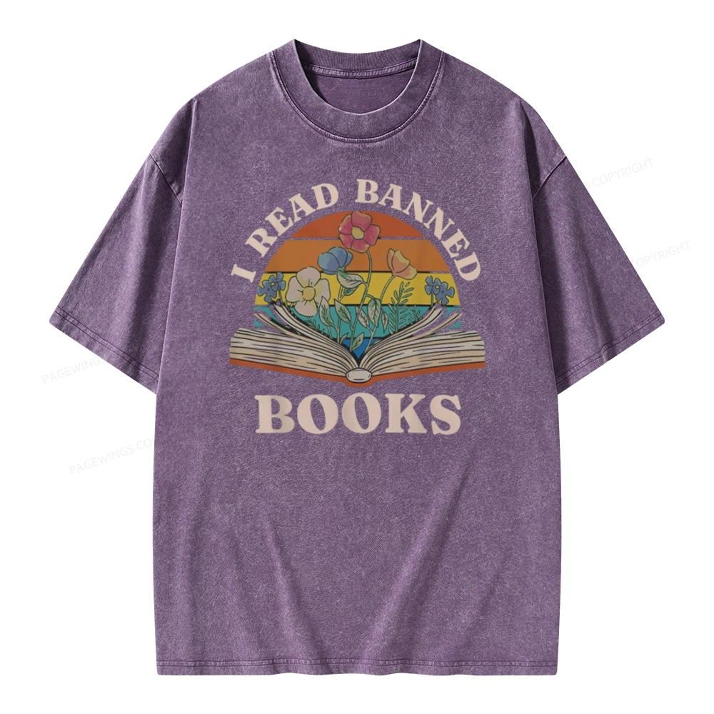 Pagewings I Read Banned Books Unisex Washed T-shirt